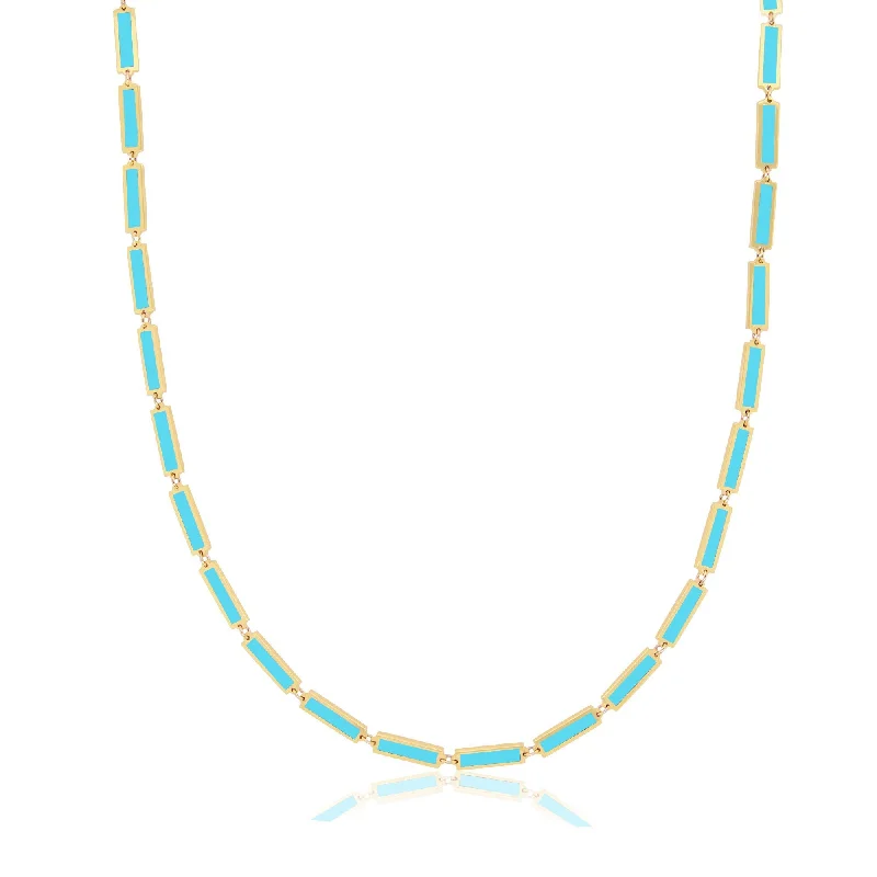 Solar star necklaces-Turquoise Bar Necklace 16 inches