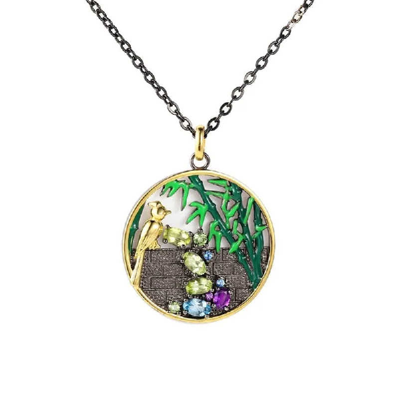 Flat disc necklaces-Secret Garden Enamel Necklace