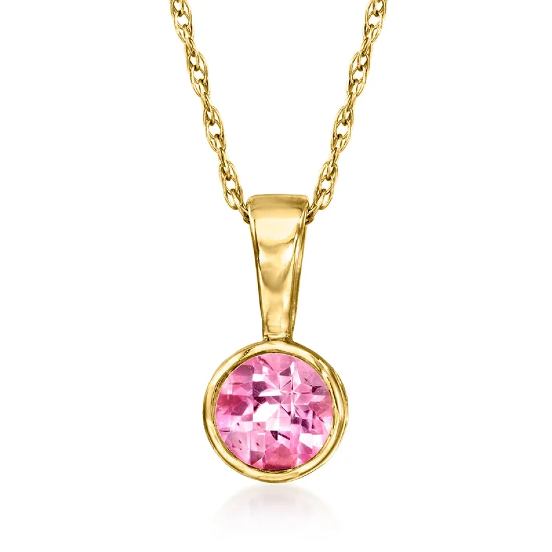 Vine design necklaces-RS Pure by Ross-Simons Pink Topaz Pendant Necklace in 14kt Yellow Gold