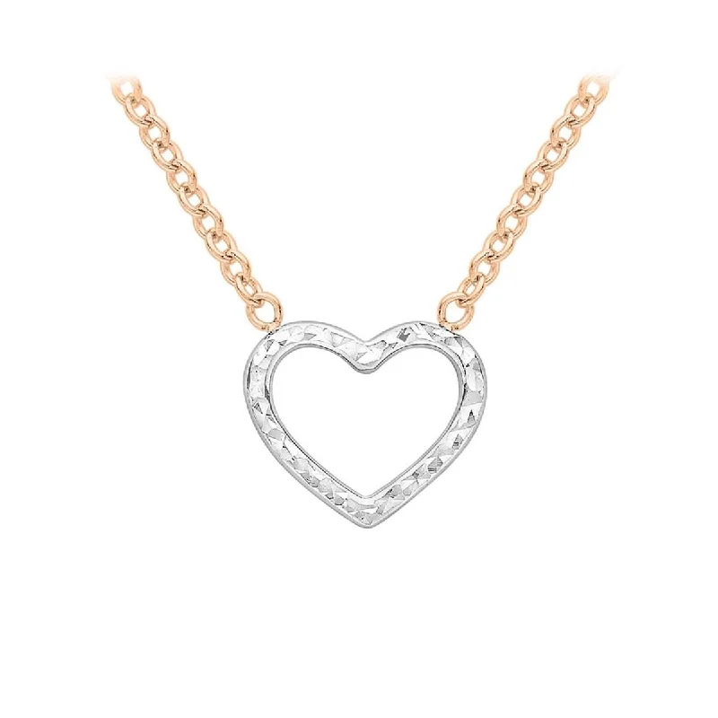 Old coin necklaces-9K 2-Colour Gold Diamond Cut Heart Adjustable Necklace