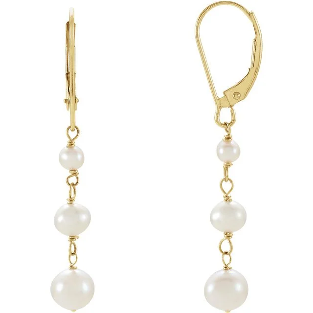 Oval stud earrings-14KT YELLOW GOLD FRESHWATER CULTURED PEARL EARRINGS