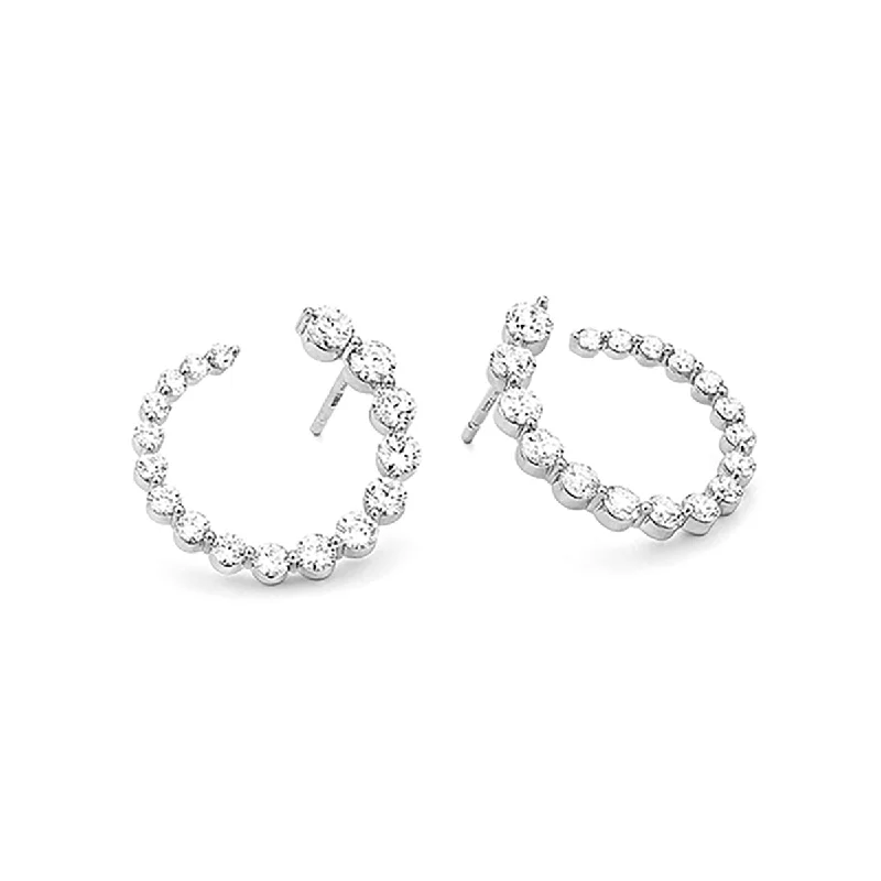 Ripple design earrings-Diamond Swirl Earrings