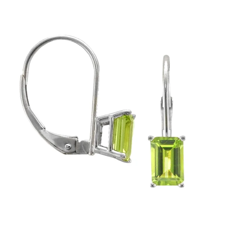 Sleek threader earrings-14KT WHITE GOLD 1.20 CTW LEVERBACK PERIDOT EARRINGS