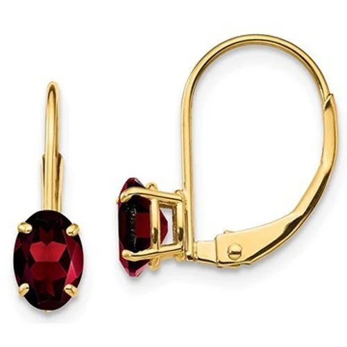 Soft bead earrings-14KT YELLOW GOLD 1.10 CTW OVAL GARNET LEVERBACK EARRINGS