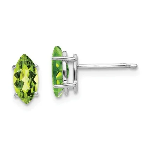 Soft enamel earrings-14KT WHITE GOLD 1.30 CTW MARQUISE PERIDOT EARRINGS