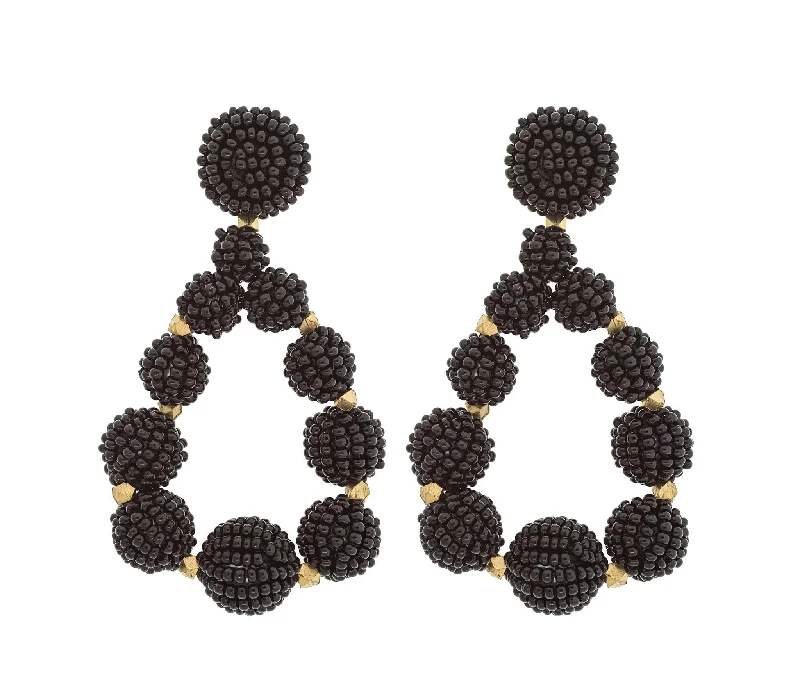 Sun themed earrings-<br>The Chelsea Teardrop <br> Black