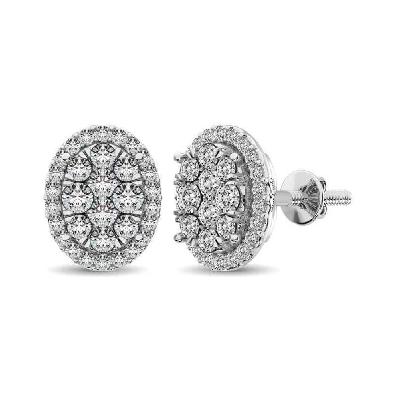 Hope eye earrings-JDTK-62390W-E-6-  Oval Shaped 1.2 ct tw Diamond Earrings  in 14K Gold