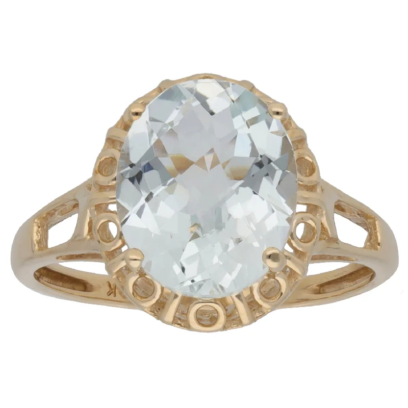 Fine filigree rings-9ct Gold Aquamarine Single Stone Ring Size O