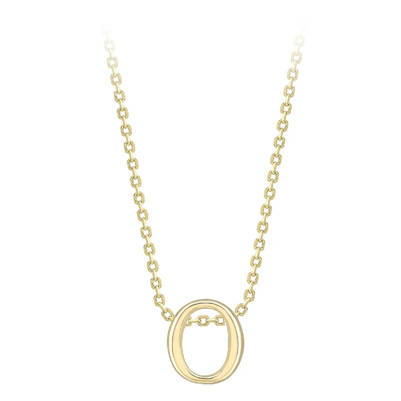 Pine wood necklaces-9K Yellow Gold Plain 'O' Initial Pendant