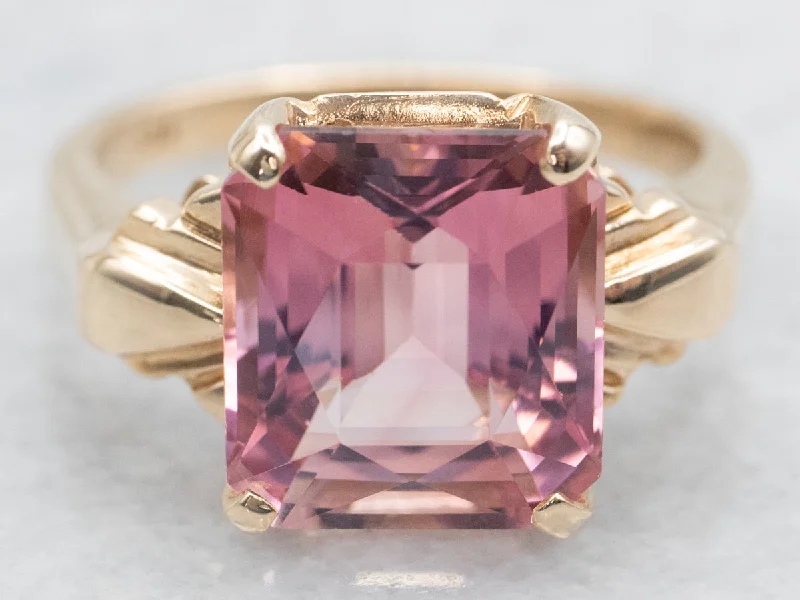 Ripple style rings-Dusty Rose Pink Tourmaline Cocktail Ring