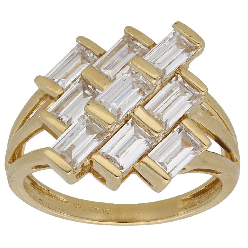 Fine accent rings-14ct Gold Cubic Zirconia Dress/Cocktail Ring Size P