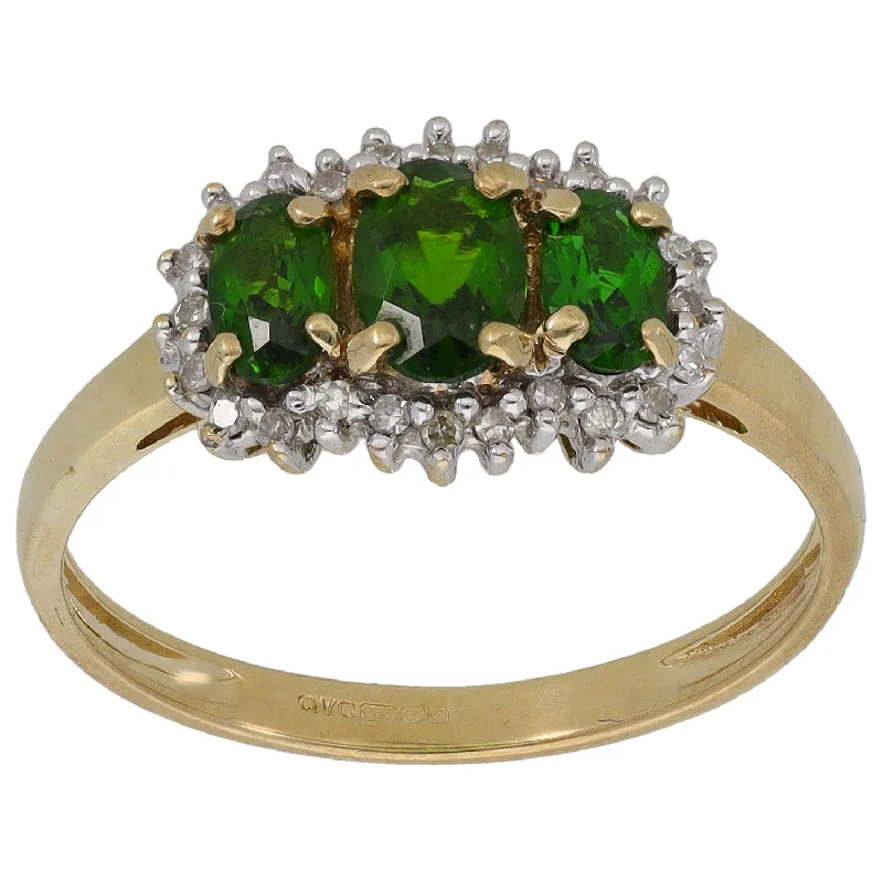 Thai tile rings-9ct Gold 0.13ct Diamond & Diopside Dress/Cocktail Ring Size P