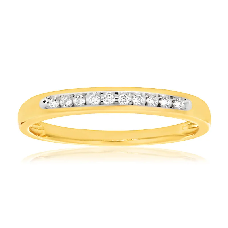 Pure shine rings-9ct Yellow Gold 10 Diamonds Eternity Ring