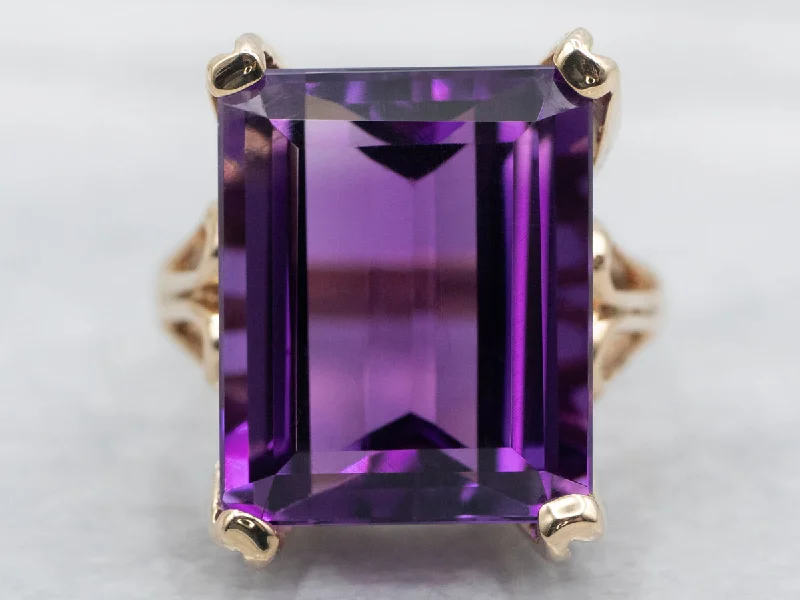 Shiny eternity rings-Classic Amethyst Cocktail Ring