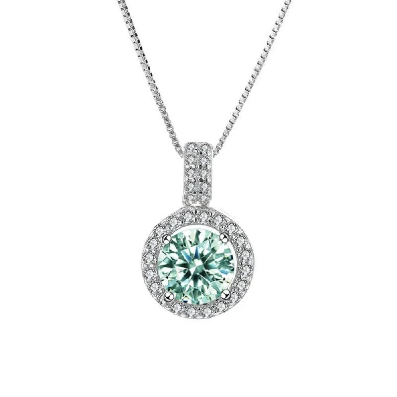 Angel wing necklaces-1.0 Ct Green Diamond Necklace