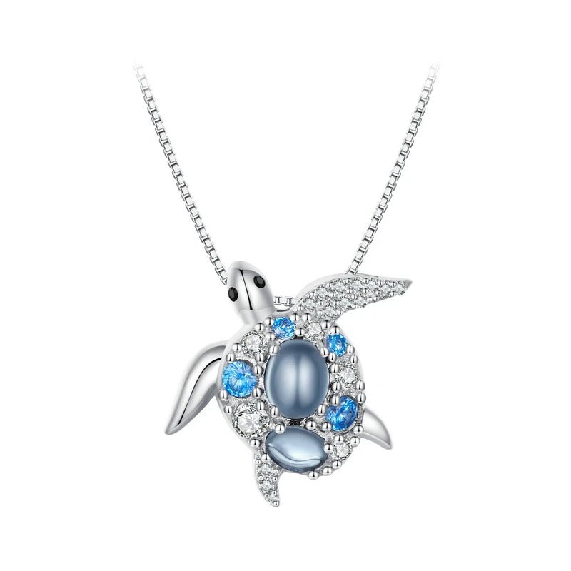 Grace charm necklaces-Blue Spinel Sea Turtle Pendant Necklace with Diamond