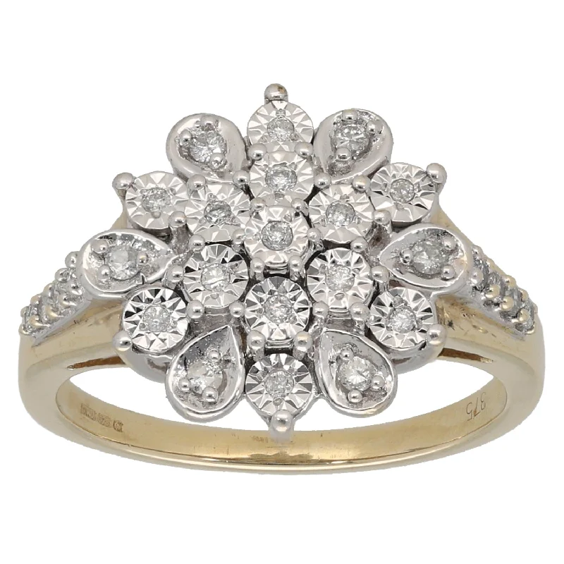 Bright diamond rings-9ct Gold 0.13ct Diamond Dress/Cocktail Ring Size N