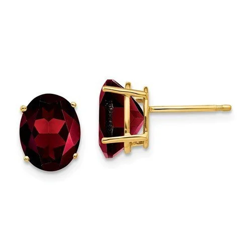 Fine drop earrings-14KT YELLOW GOLD 4.20 CTW OVAL GARNET EARRINGS