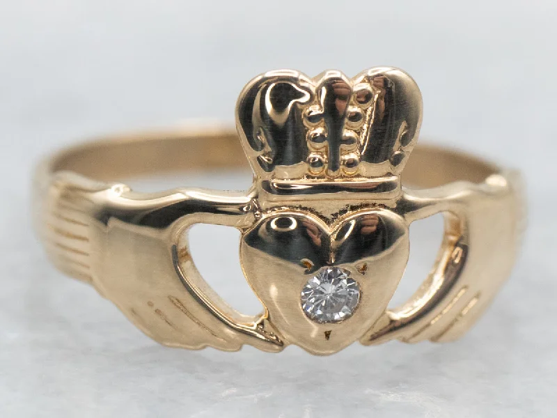 Fine rose rings-Claddagh Ring with Diamond Accent