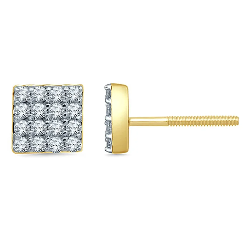 Square dangle earrings-10K 0.38-0.40CT D-EARRINGS