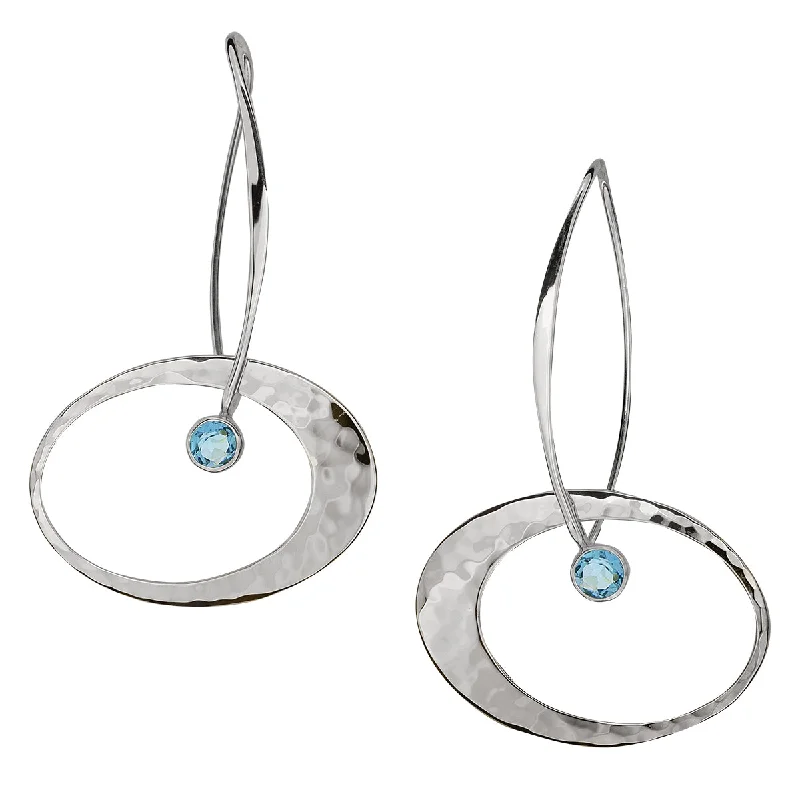 Soft bead earrings-'Elliptical Elegance' Earrings w Blue Topaz