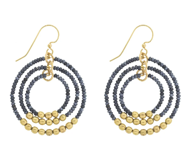 Tiered drop earrings-<br>Gyroscope Earring <br> Midnight Blue