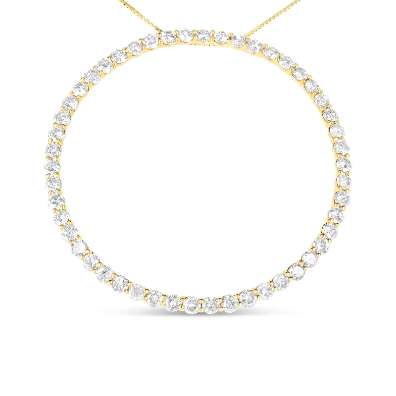 Elastic cord necklaces-10K Yellow Gold Plated .925 Sterling Silver 4 Cttw Diamond Circle Hoop 18" Pendant Necklace