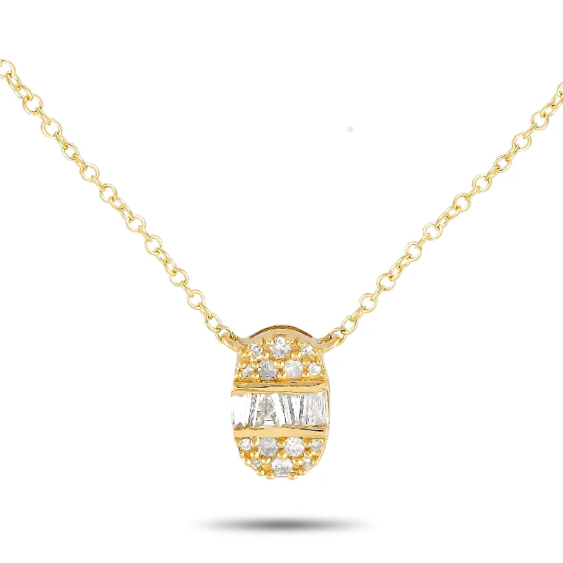 Soft enamel necklaces-LB Exclusive 14K Yellow Gold 0.13ct Diamond Necklace PN15563