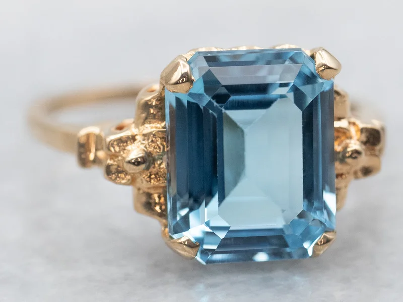 Fine filigree rings-Yellow Gold Blue Topaz Solitaire Ring