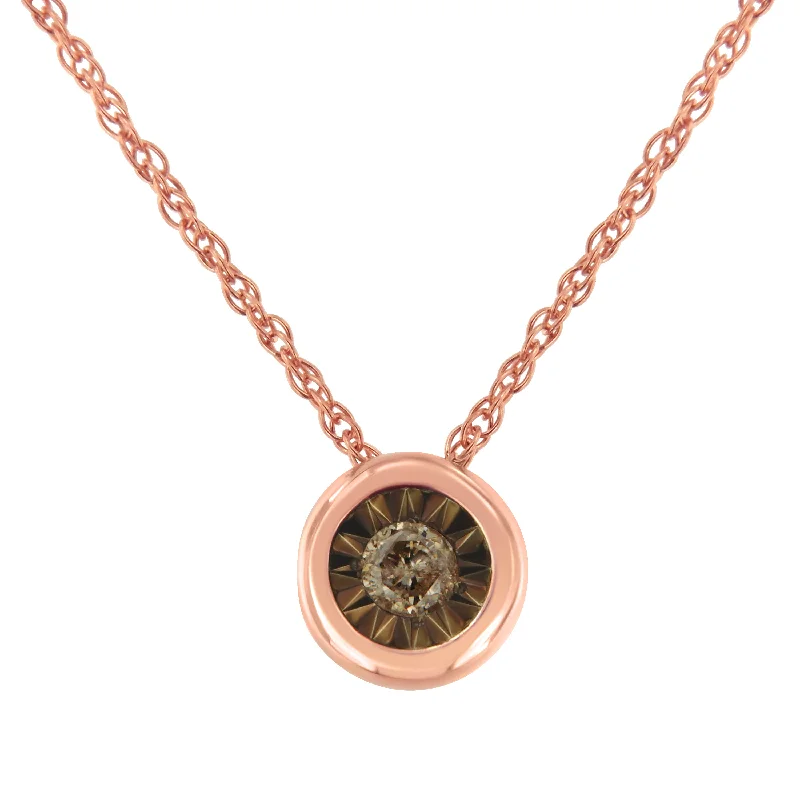 Clear crystal necklaces-.925 Sterling Silver 1/10 Carat Diamond 18" Round Miracle-Plate Two-Tone Pendant Necklace