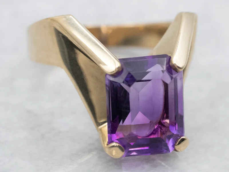 Soft wood rings-Modernist Amethyst Cocktail Ring