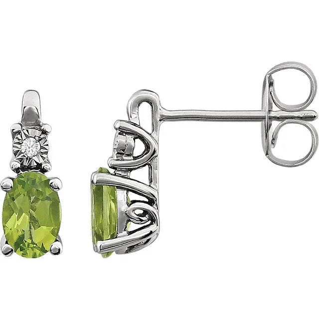 Flapper earrings-14KT WHITE GOLD 1.00 CTW PERIDOT & .02 CTW DIAMOND EARRINGS