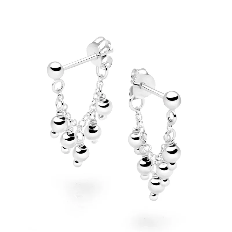 Solid hoop earrings-Boho Silver Earrings