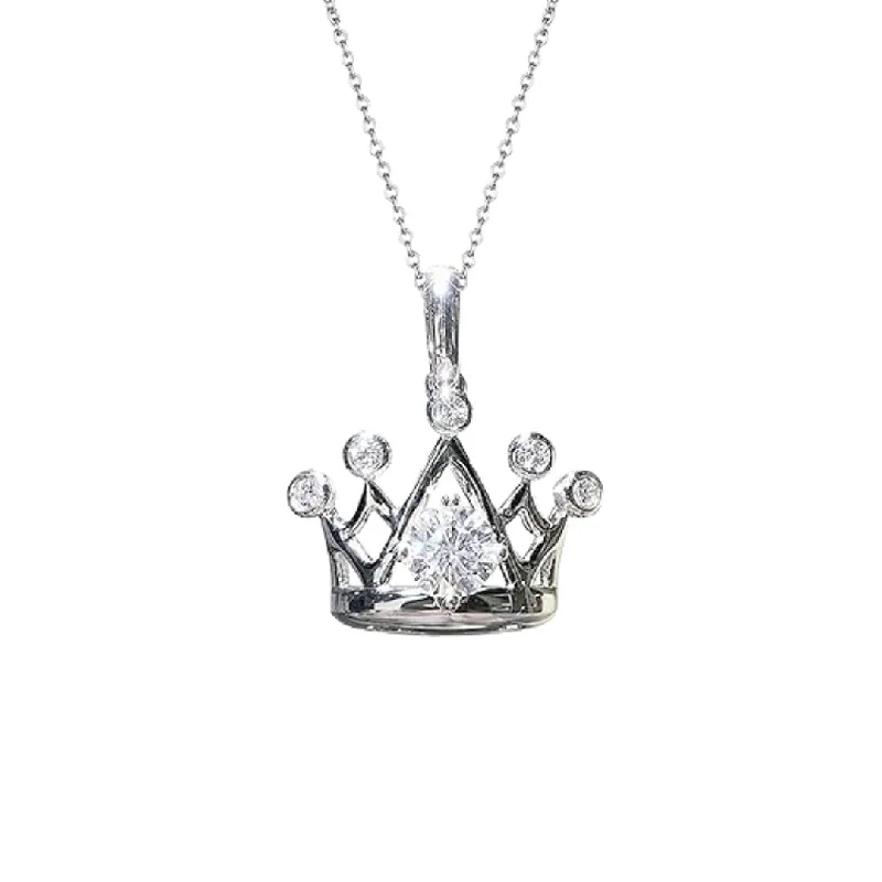 Fun bead necklaces-1.0 Ct Round Cut Diamond Crown Necklace