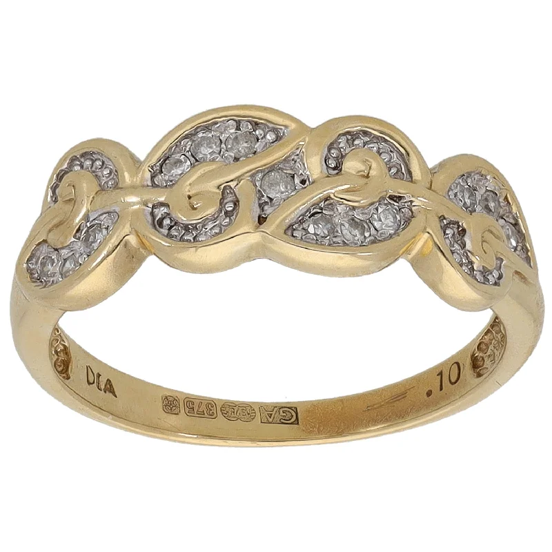 Aged lock rings-9ct Gold 0.13ct Diamond Dress/Cocktail Ring Size P