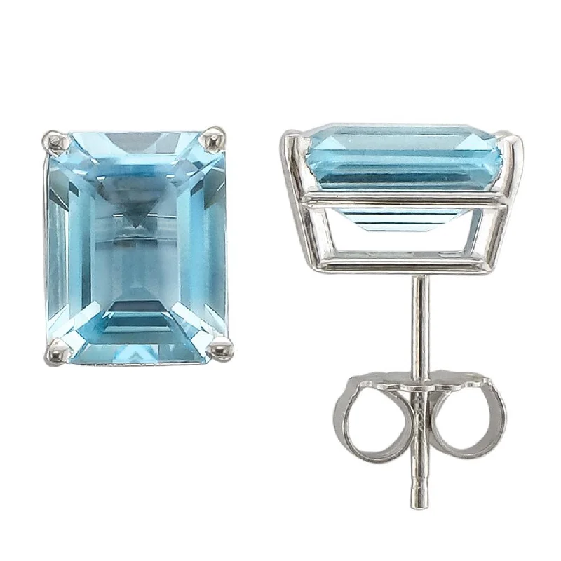 Akoya pearl earrings-14KT WHITE GOLD 5.50-6.00CTW SKY BLUE TOPAZ EARRINGS