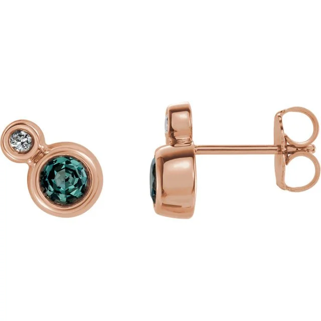 Fine rose earrings-14KT GOLD .24 CTW ALEXANDRITE & .03 CTW DIAMOND BEZEL-SET EARRINGS