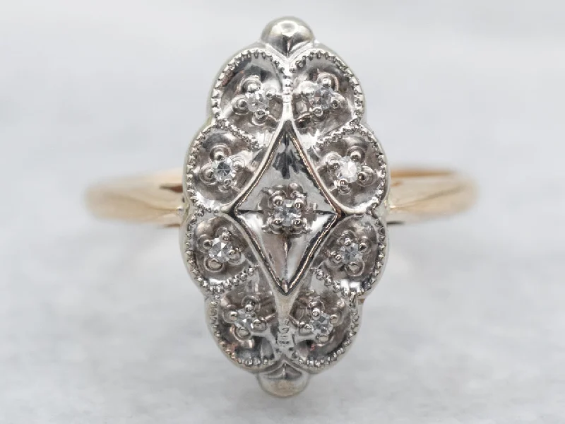 Coil knot rings-Vintage Diamond Dinner Ring