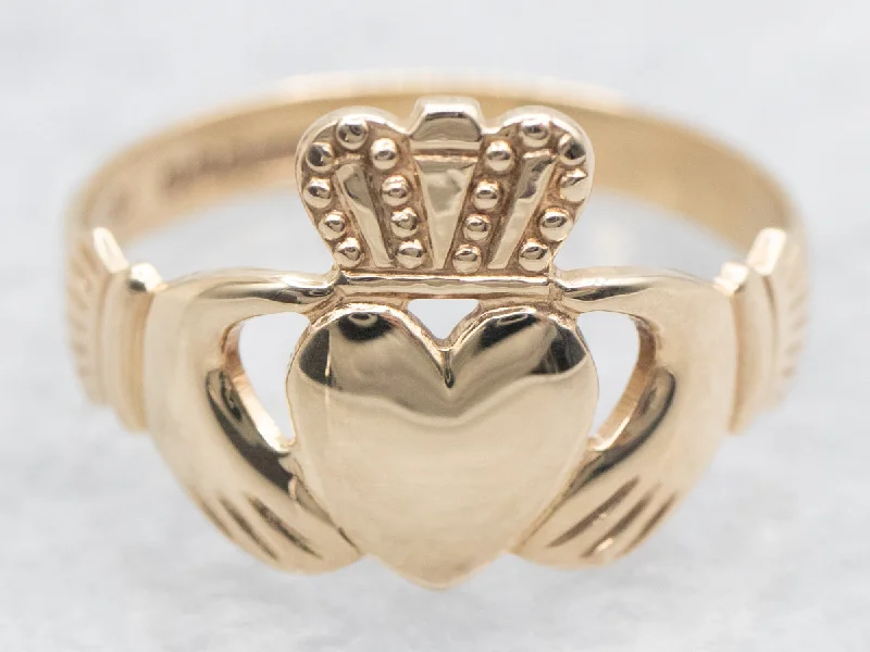 New moon rings-Yellow Gold Claddagh Ring