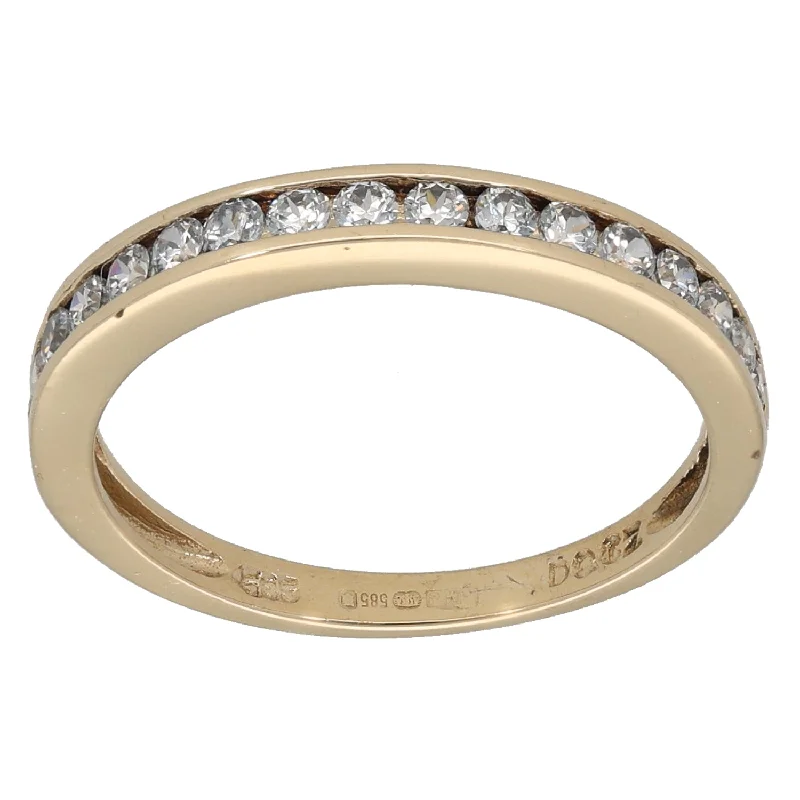 Regency style rings-14ct Gold Cubic Zirconia Half Eternity Ring Size L