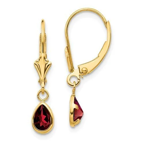 Galaxy glow earrings-14KT YELLOW GOLD 1.00 CTW PEAR SHAPE GARNET DROP EARRINGS