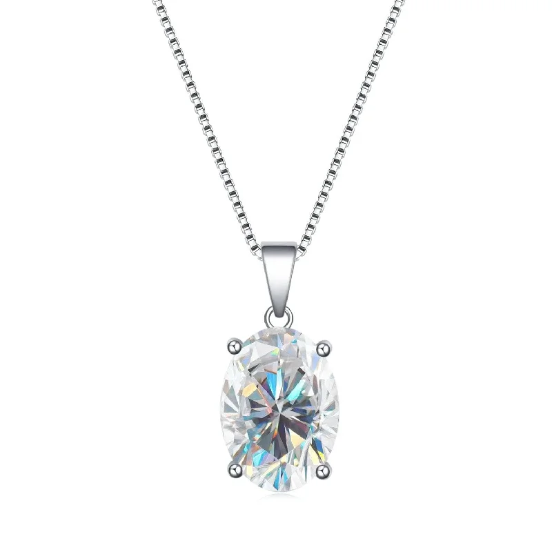 Slide clasp necklaces-8.00ct Oval Cut Diamond Solitaire Pendant Necklace