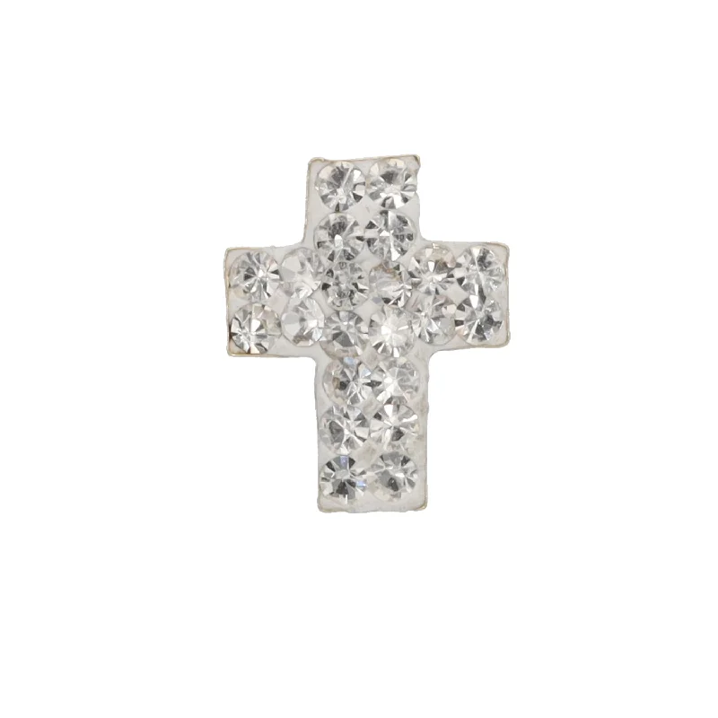 Bright diamond rings-New 9ct Gold Single Cross Stud Earring