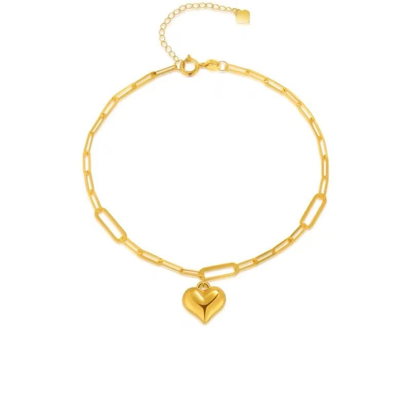 Twisted link necklaces-18k Yellow Gold Heart Clavicle Necklace