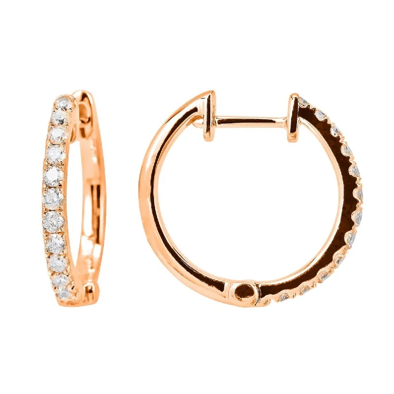 Fine hoop earrings-18KT GOLD 0.30 CTW DIAMOND HOOP EARRINGS