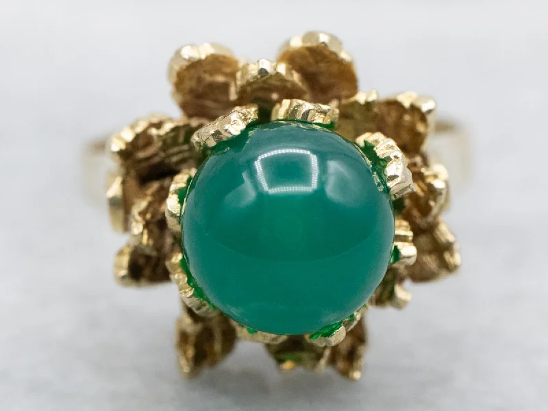 Sapphire gem rings-Botanical Green Onyx Solitaire Ring