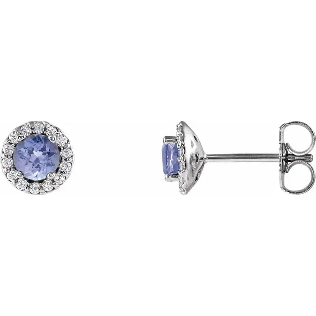 Braid bead earrings-14KT WHITE 0.54CT TANZANITE & 1/10 CTW DIAMOND EARRINGS