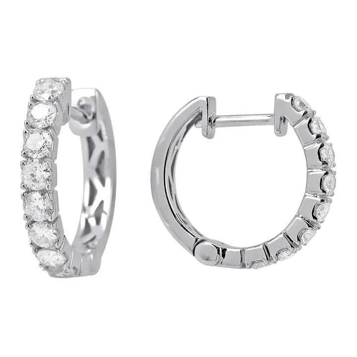 Clear star earrings-14KT GOLD 0.83 CTW DIAMOND HUGGIE HOOP EARRINGS