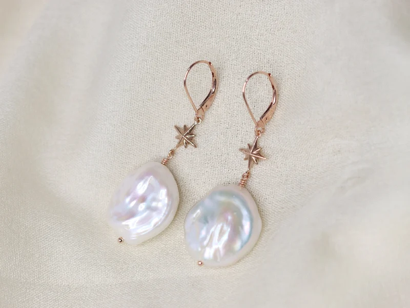 Soft clay earrings-Celestial Baroque Pearl Earrings, Large Pearl Earrings, Wedding Earrings, Baroque Pearl Earrings, June Birthstone, Gift for Bride, Bridal