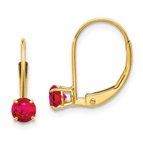 Stone-twisted earrings-14KT YELLOW GOLD 0.70 CTW ROUND RUBY LEVERBACK EARRINGS